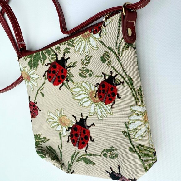 Sainty Ladybug & Flower Tapestry Crossbody Purse – BNWOT – Vintage Style - Picture 8 of 10